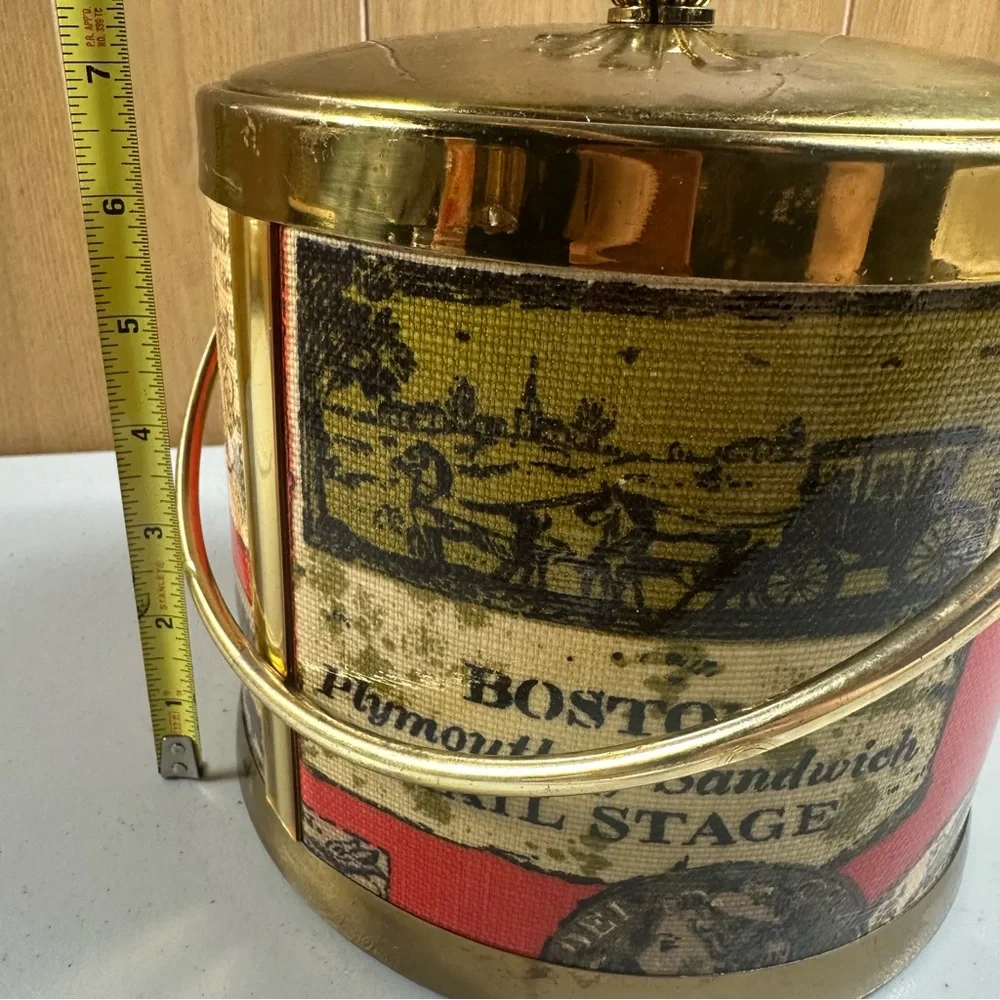 Vintage Ice Bucket Serv-Master Creations Advertising Mid Century Modern Red
